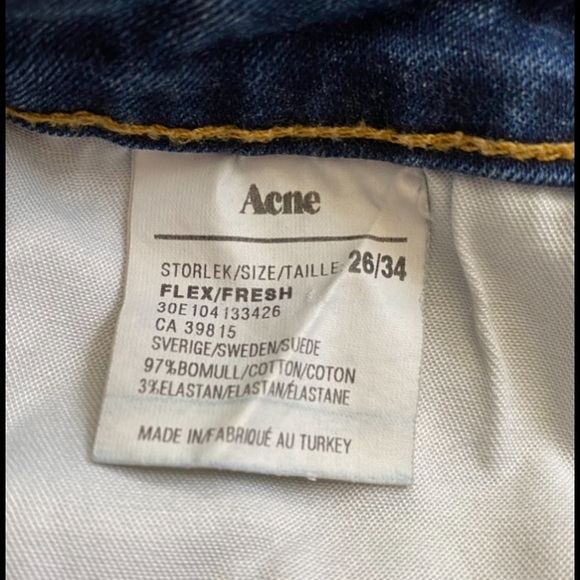 ACNE Jeans Ankle Length Cropped Jeans Size 26 - Picture 3 of 3